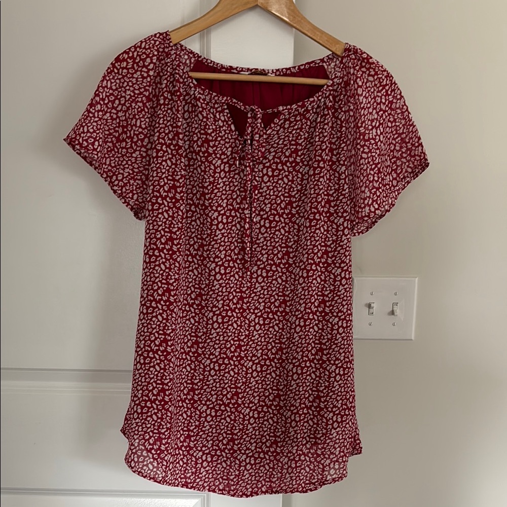 Elegant Red Patterned Blouse
